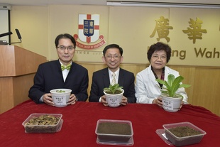 (From left to right) Dr Eric Chan, Professor Jonathan Wong and Professor Li Handong share their experience and release the latest research outcome.