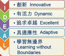 新校舍設計的理念，是要為學生提供「理想」(IDEAL) 的學校園地，培育學生成為「肯創新、有活力、追求卓越、具適應性及學習無邊界」的未來精英。