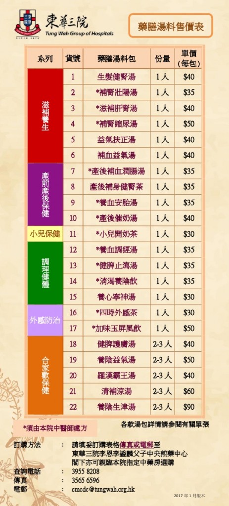 藥膳湯料售價表