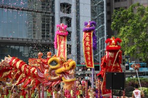 Golden dragon performance and Lion Dance